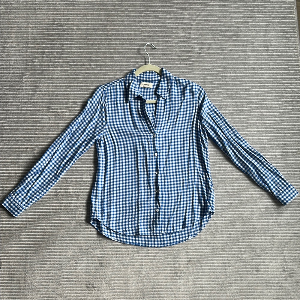 L'AGENCE Blue and Cream Checkered Shirt